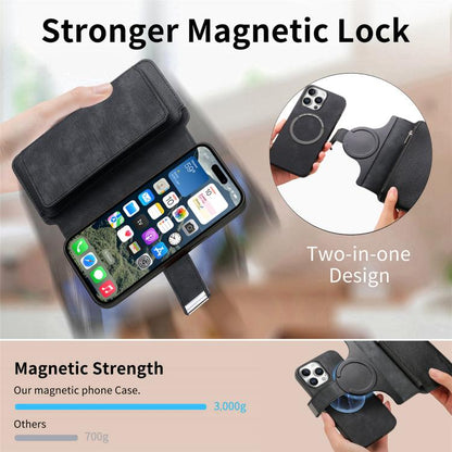 CaseNeo MagSafe RFID Anti-theft Zipper Wallet Retro Leather Phone Case, Compatible with iPhone 16 Pro Max