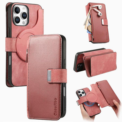 CaseNeo MagSafe RFID Anti-theft Zipper Wallet Retro Leather Phone Case, Compatible with iPhone 16 Pro