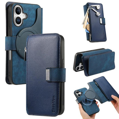 CaseNeo MagSafe RFID Anti-theft Zipper Wallet Retro Leather Phone Case, Compatible with iPhone 16