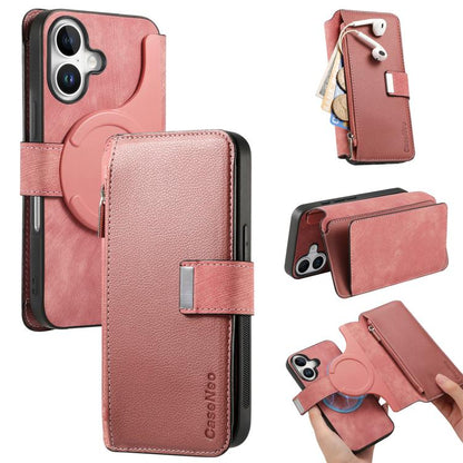 CaseNeo MagSafe RFID Anti-theft Zipper Wallet Retro Leather Phone Case, Compatible with iPhone 16