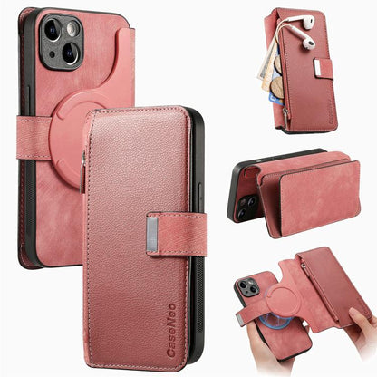 CaseNeo MagSafe RFID Anti-theft Zipper Wallet Retro Leather Phone Case, Compatible with iPhone 14