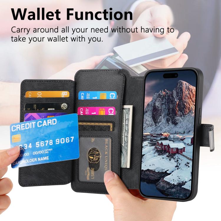 CaseNeo MagSafe RFID Anti-theft Zipper Wallet Retro Leather Phone Case, For iPhone 16e