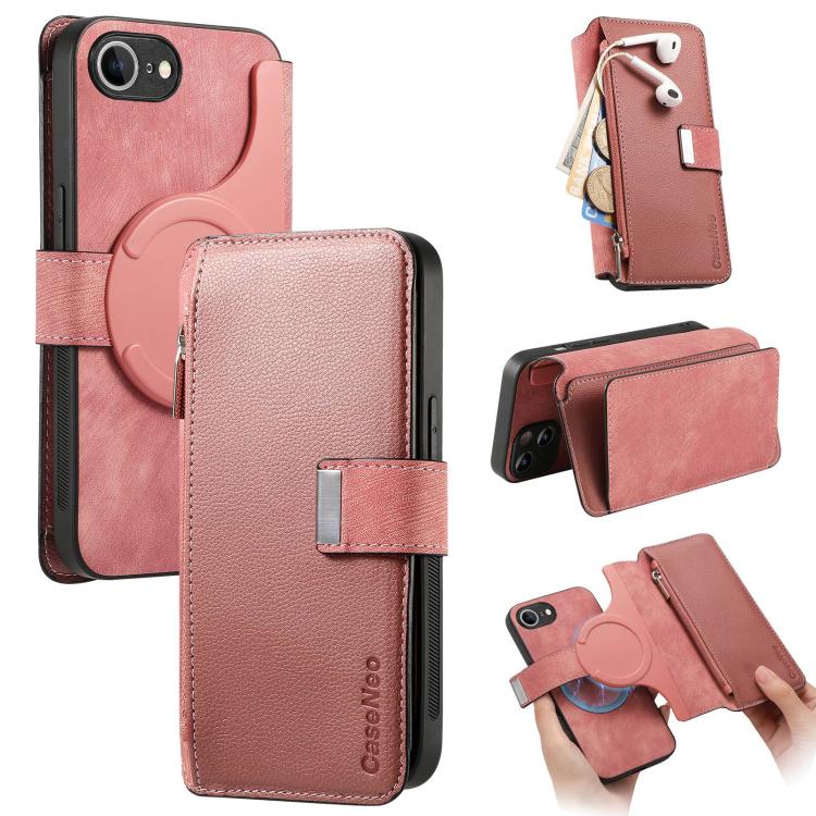 CaseNeo MagSafe RFID Anti-theft Zipper Wallet Retro Leather Phone Case, For iPhone 16e