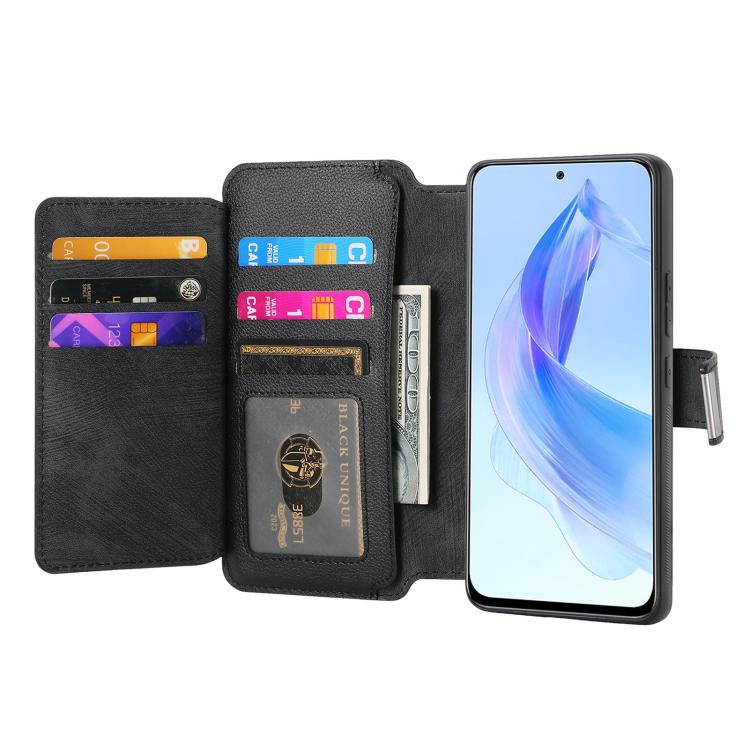 CaseNeo MagSafe RFID Anti-theft Zipper Wallet Retro Leather Phone Case, For Honor 90 Lite