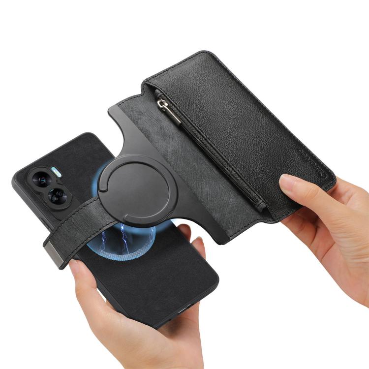 CaseNeo MagSafe RFID Anti-theft Zipper Wallet Retro Leather Phone Case, For Honor 90 Lite