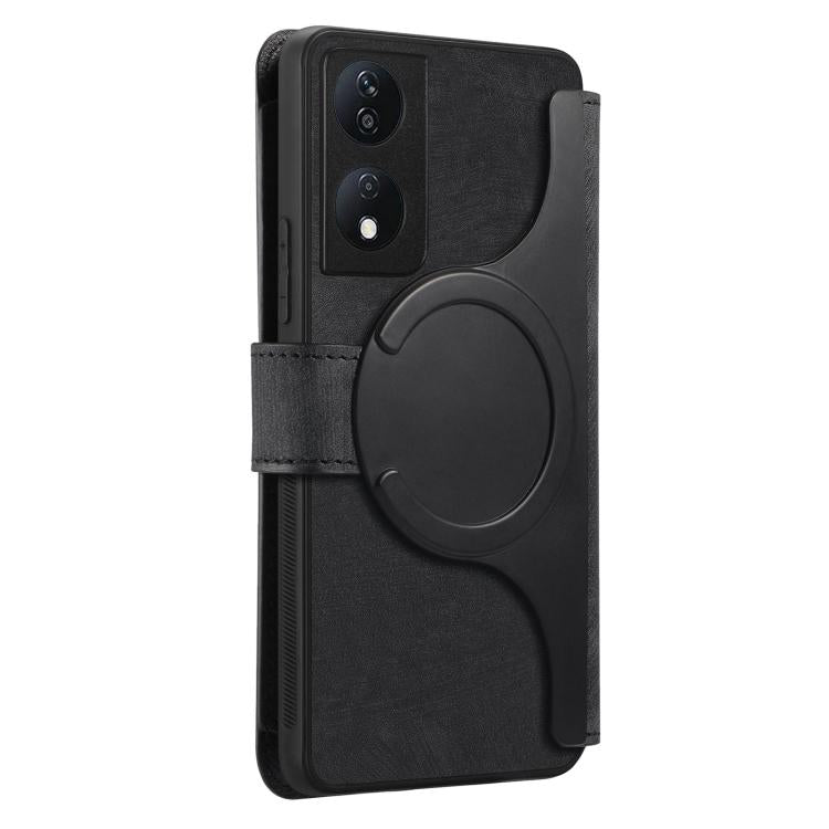 CaseNeo MagSafe RFID Anti-theft Zipper Wallet Retro Leather Phone Case, For Honor X7b