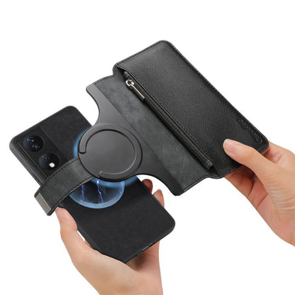 CaseNeo MagSafe RFID Anti-theft Zipper Wallet Retro Leather Phone Case, For Honor X7b