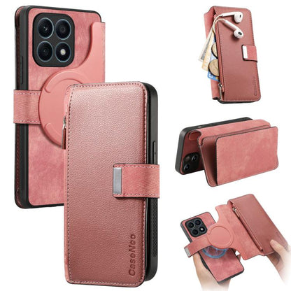 CaseNeo MagSafe RFID Anti-theft Zipper Wallet Retro Leather Phone Case, For Honor X8 5G