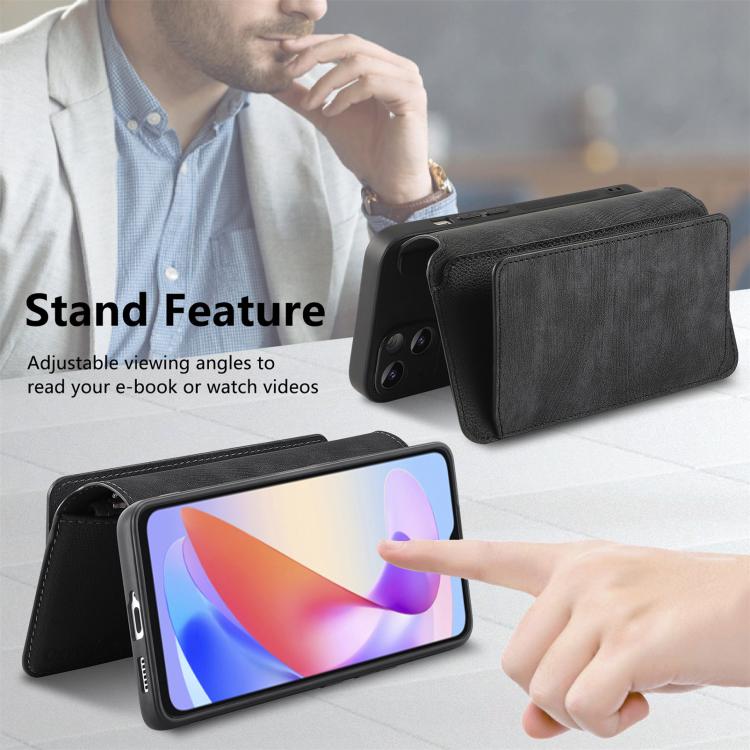 CaseNeo MagSafe RFID Anti-theft Zipper Wallet Retro Leather Phone Case, For Honor X6a