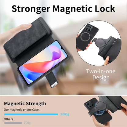 CaseNeo MagSafe RFID Anti-theft Zipper Wallet Retro Leather Phone Case, For Honor X6a