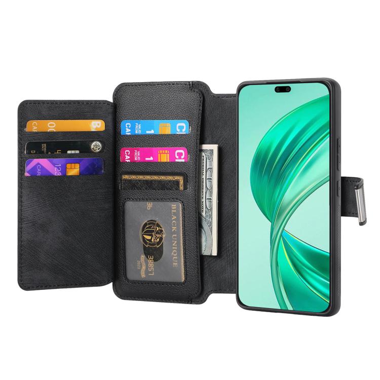 CaseNeo MagSafe RFID Anti-theft Zipper Wallet Retro Leather Phone Case, For Honor X8b