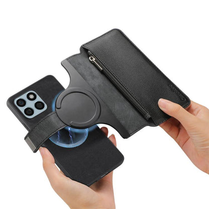 CaseNeo MagSafe RFID Anti-theft Zipper Wallet Retro Leather Phone Case, For Honor X8b