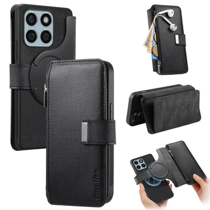 CaseNeo MagSafe RFID Anti-theft Zipper Wallet Retro Leather Phone Case, For Honor X8b