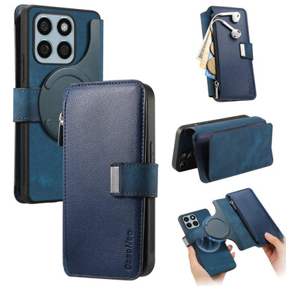 CaseNeo MagSafe RFID Anti-theft Zipper Wallet Retro Leather Phone Case, For Honor X8b