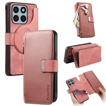 CaseNeo MagSafe RFID Anti-theft Zipper Wallet Retro Leather Phone Case, For Honor X8b
