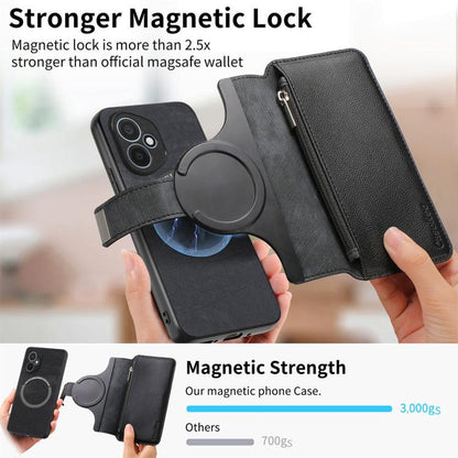 CaseNeo MagSafe RFID Anti-theft Zipper Wallet Retro Leather Phone Case, For Honor 400 Global 156.5mm