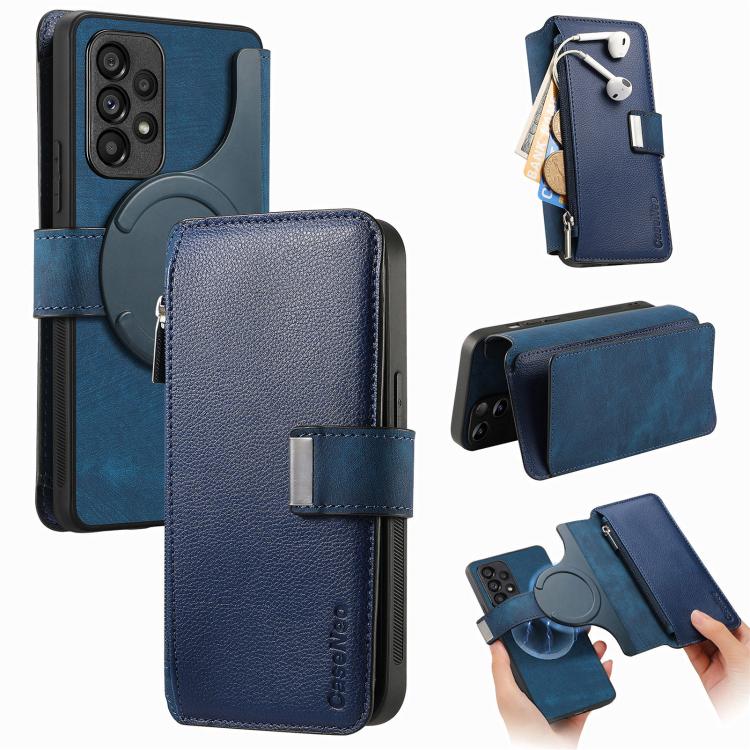 CaseNeo MagSafe RFID Anti-theft Zipper Wallet Retro Leather Phone Case, For Samsung Galaxy A53
