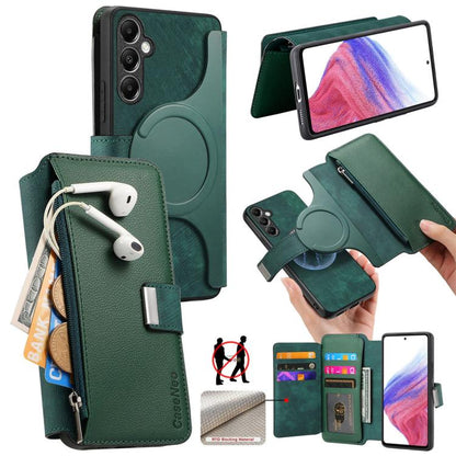 CaseNeo MagSafe RFID Anti-theft Zipper Wallet Retro Leather Phone Case, For Samsung Galaxy A14 5G