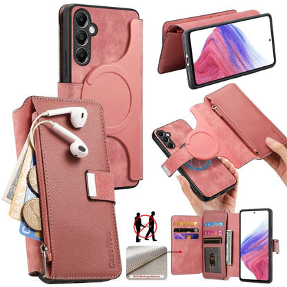 CaseNeo MagSafe RFID Anti-theft Zipper Wallet Retro Leather Phone Case, For Samsung Galaxy A14 5G