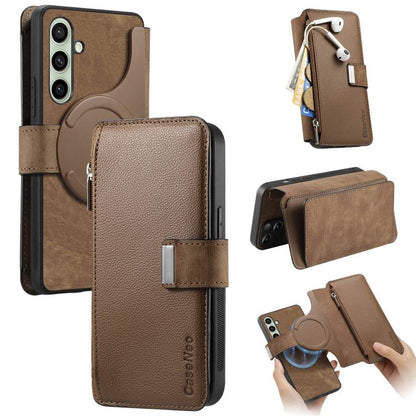CaseNeo MagSafe RFID Anti-theft Zipper Wallet Retro Leather Phone Case, For Samsung Galaxy A17 4G / 5G