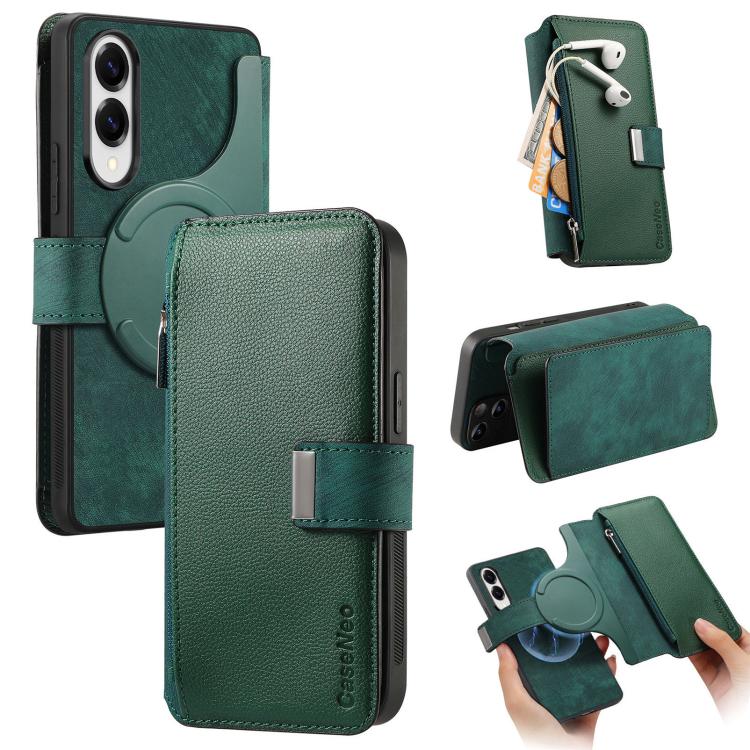 CaseNeo MagSafe RFID Anti-theft Zipper Wallet Retro Leather Phone Case, Compatible with Samsung Galaxy S25 Edge 5G