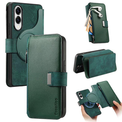 CaseNeo MagSafe RFID Anti-theft Zipper Wallet Retro Leather Phone Case, Compatible with Samsung Galaxy S25 Edge 5G