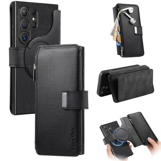CaseNeo MagSafe RFID Anti-theft Zipper Wallet Retro Leather Phone Case, Compatible with Samsung Galaxy S25 Ultra 5G