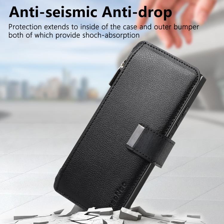 CaseNeo MagSafe RFID Anti-theft Zipper Wallet Retro Leather Phone Case, Compatible with Samsung Galaxy S24 Ultra 5G