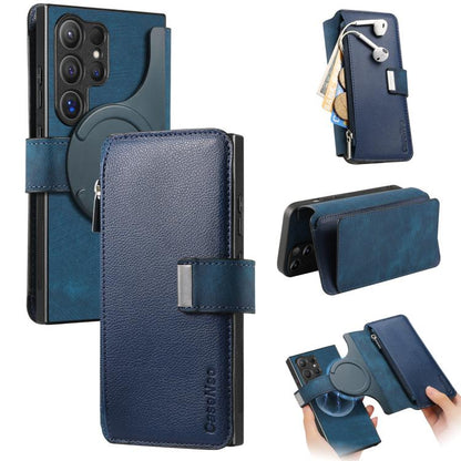 CaseNeo MagSafe RFID Anti-theft Zipper Wallet Retro Leather Phone Case, Compatible with Samsung Galaxy S24 Ultra 5G