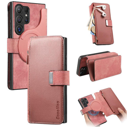 CaseNeo MagSafe RFID Anti-theft Zipper Wallet Retro Leather Phone Case, Compatible with Samsung Galaxy S24 Ultra 5G