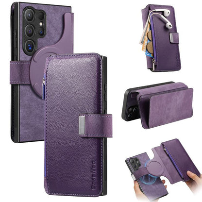 CaseNeo MagSafe RFID Anti-theft Zipper Wallet Retro Leather Phone Case, Compatible with Samsung Galaxy S24 Ultra 5G