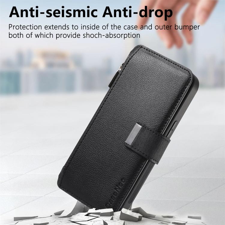 CaseNeo MagSafe RFID Anti-theft Zipper Wallet Retro Leather Phone Case, Compatible with Samsung Galaxy S23 5G