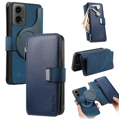 CaseNeo MagSafe RFID Anti-theft Zipper Wallet Retro Leather Phone Case, Compatible with Motorola Moto G 2024 5G