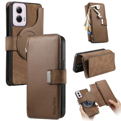 CaseNeo MagSafe RFID Anti-theft Zipper Wallet Retro Leather Phone Case, Compatible with Motorola Moto G Power 2024