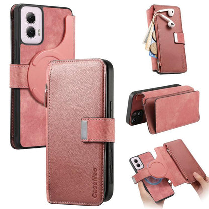 CaseNeo MagSafe RFID Anti-theft Zipper Wallet Retro Leather Phone Case, Compatible with Motorola Moto G Power 2024