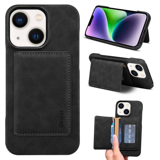 Denior D27 Retro Texture RFID MagSafe Photo Frame Card-slot Phone Case, Compatible with iPhone 14 / 13