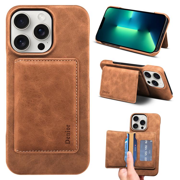 Denior D27 Retro Texture RFID MagSafe Photo Frame Card-slot Phone Case, Compatible with iPhone 13 Pro Max