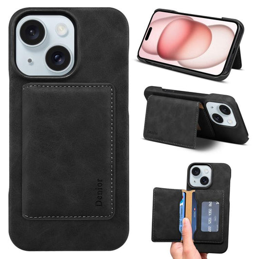 Denior D27 Retro Texture RFID MagSafe Photo Frame Card-slot Phone Case, Compatible with iPhone 15