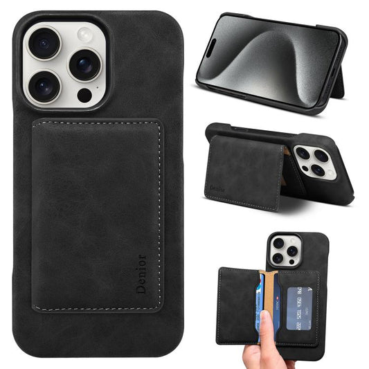Denior D27 Retro Texture RFID MagSafe Photo Frame Card-slot Phone Case, Compatible with iPhone 15 Pro Max