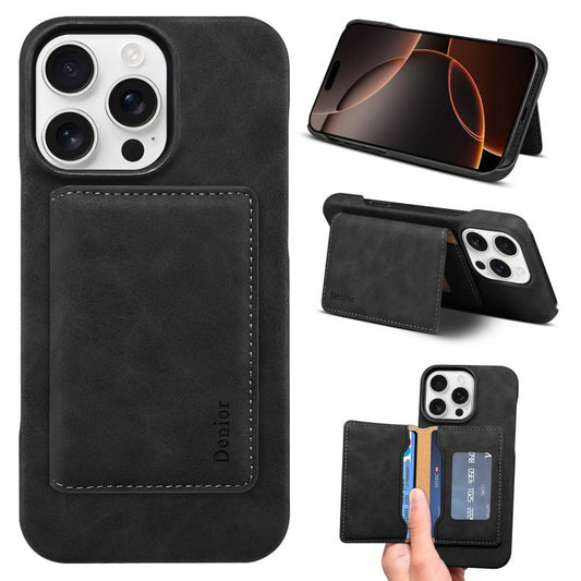 Denior D27 Retro Texture RFID MagSafe Photo Frame Card-slot Phone Case, Compatible with iPhone 16 Pro Max