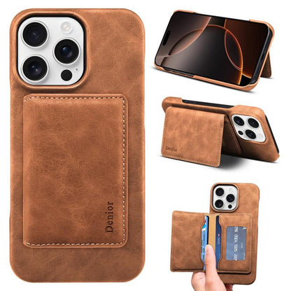 Denior D27 Retro Texture RFID MagSafe Photo Frame Card-slot Phone Case, Compatible with iPhone 16 Pro Max