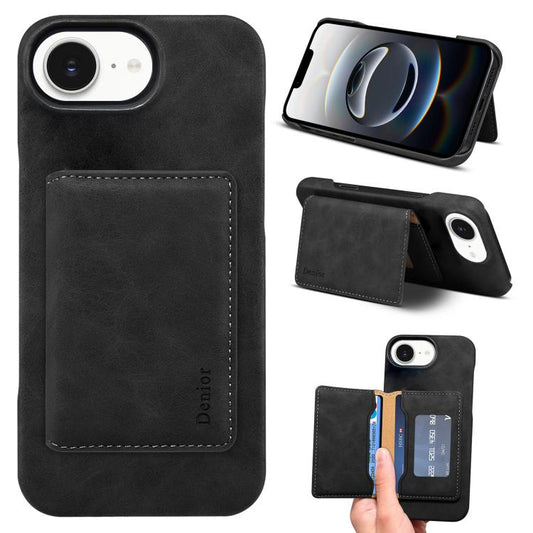 Denior D27 Retro Texture RFID MagSafe Photo Frame Card-slot Phone Case, Compatible with iPhone 16e
