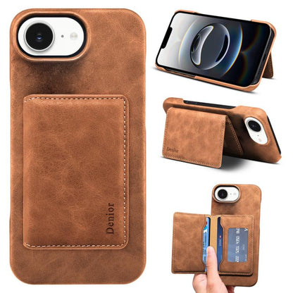Denior D27 Retro Texture RFID MagSafe Photo Frame Card-slot Phone Case, Compatible with iPhone 16e
