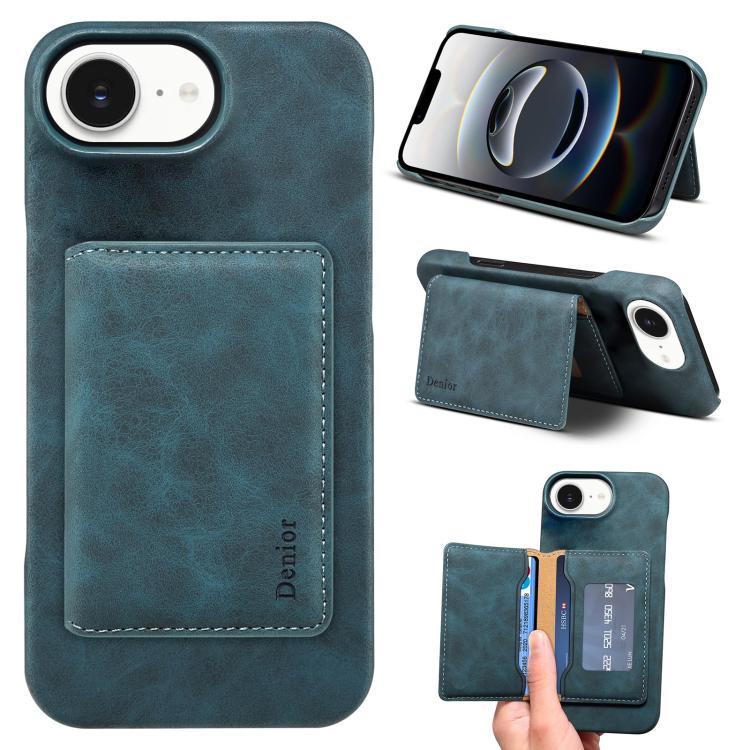 Denior D27 Retro Texture RFID MagSafe Photo Frame Card-slot Phone Case, Compatible with iPhone 16e
