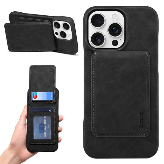 Denior D28 Retro Texture RFID MagSafe Vertical Flip Card-slot Phone Case, Compatible with iPhone 13 Pro