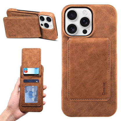 Denior D28 Retro Texture RFID MagSafe Vertical Flip Card-slot Phone Case, Compatible with iPhone 14 Pro