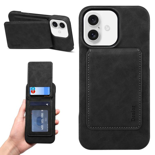 Denior D28 Retro Texture RFID MagSafe Vertical Flip Card-slot Phone Case, Compatible with iPhone 16
