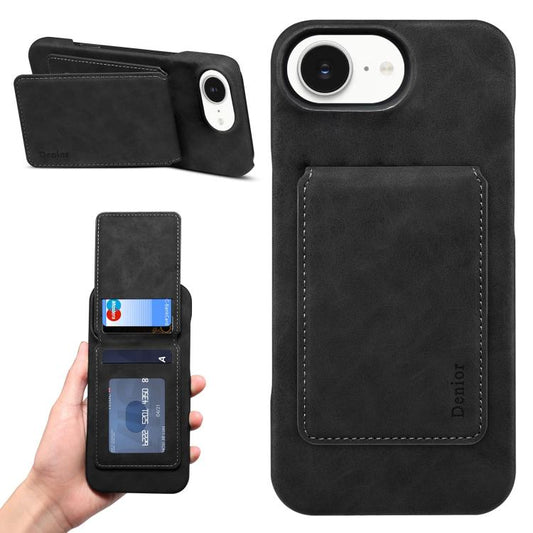 Denior D28 Retro Texture RFID MagSafe Vertical Flip Card-slot Phone Case, Compatible with iPhone 16e