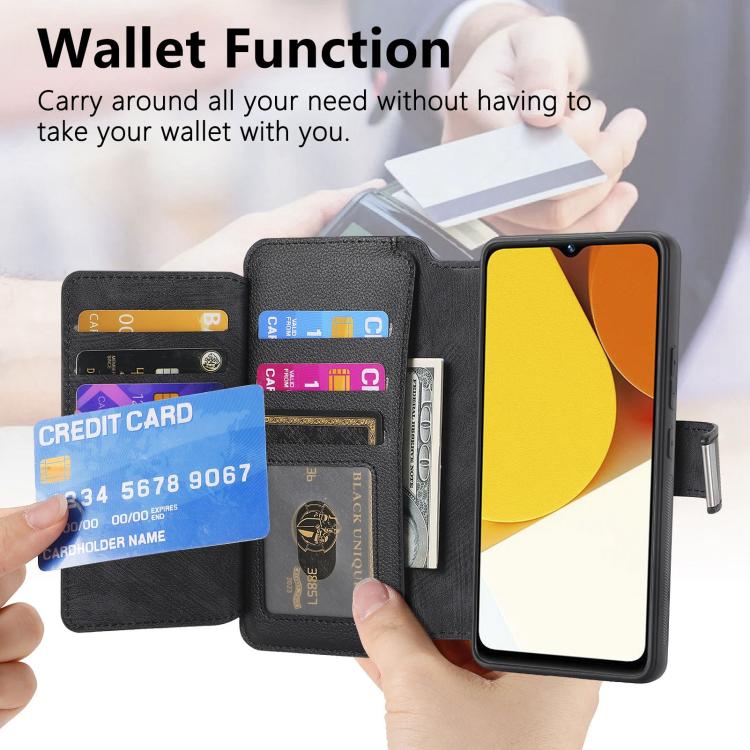 CaseNeo MagSafe RFID Anti-theft Zipper Wallet Retro Leather Phone Case, Compatible with vivo Y35 4G 2022