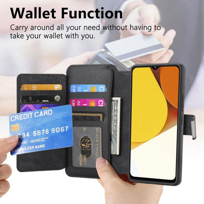 CaseNeo MagSafe RFID Anti-theft Zipper Wallet Retro Leather Phone Case, Compatible with vivo Y35 4G 2022